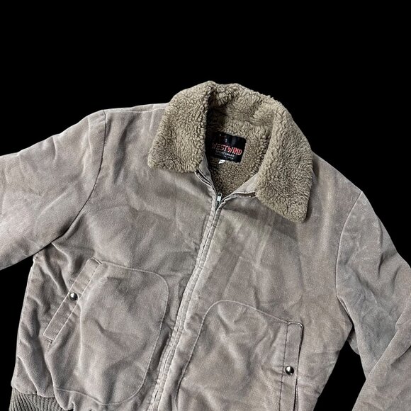 Westwind Other - Vintage Bomber Jacket Coat Taupe Gray Westwind USA Size Large 80s Faux Shearling